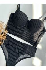 Simli Destekli Bralet Takım pudra - 80B