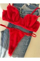 Yılbaşı Özel Peluş Sütyen Tanga Takım
