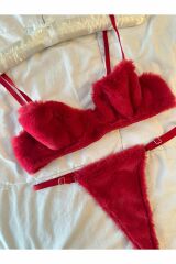 Yılbaşı Özel Peluş Sütyen Tanga Takım