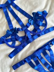 LAcivert harness lastik sütyen takım 90