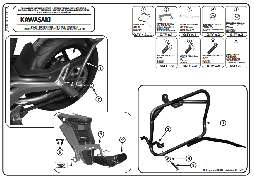 KAPPA KLX4104 KAWASAKI ER-6N - ER-6F 650 (12-16) YAN ÇANTA TAŞIYICI