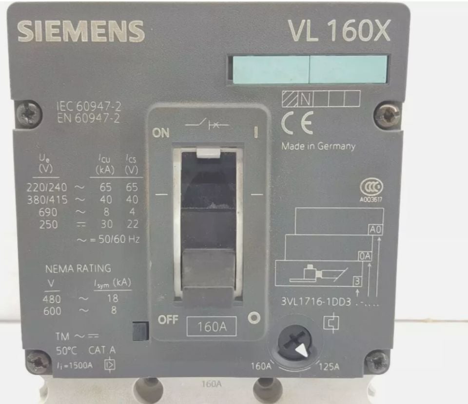 SIEMENS 3VL1716-1DD3 KOMPAKT TERMİK MANYETİK GÜÇ ŞALTERİ