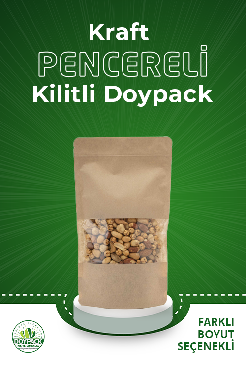 Kraft Pencereli Kilitli Doypack