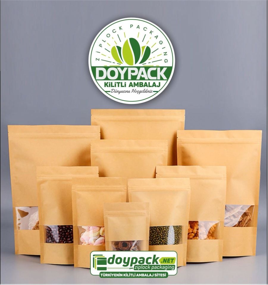 Kraft Pencereli Kilitli Doypack