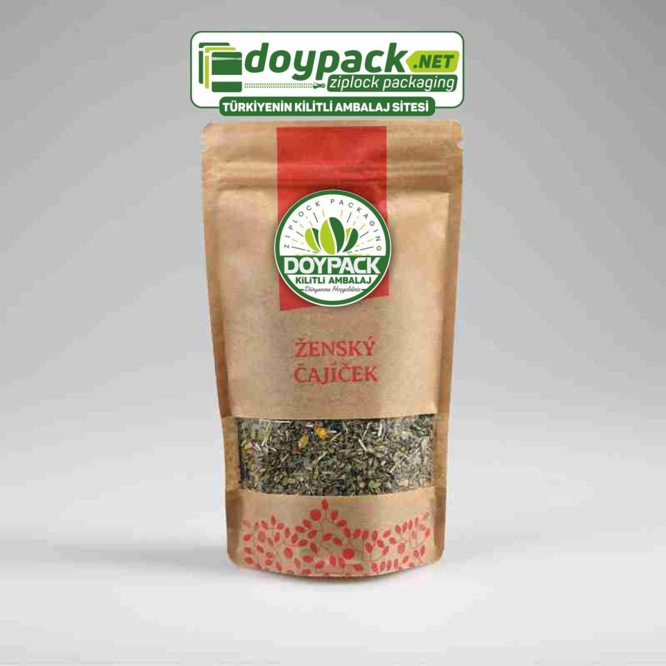 Kraft Pencereli Kilitli Doypack 250 - 20x30cm