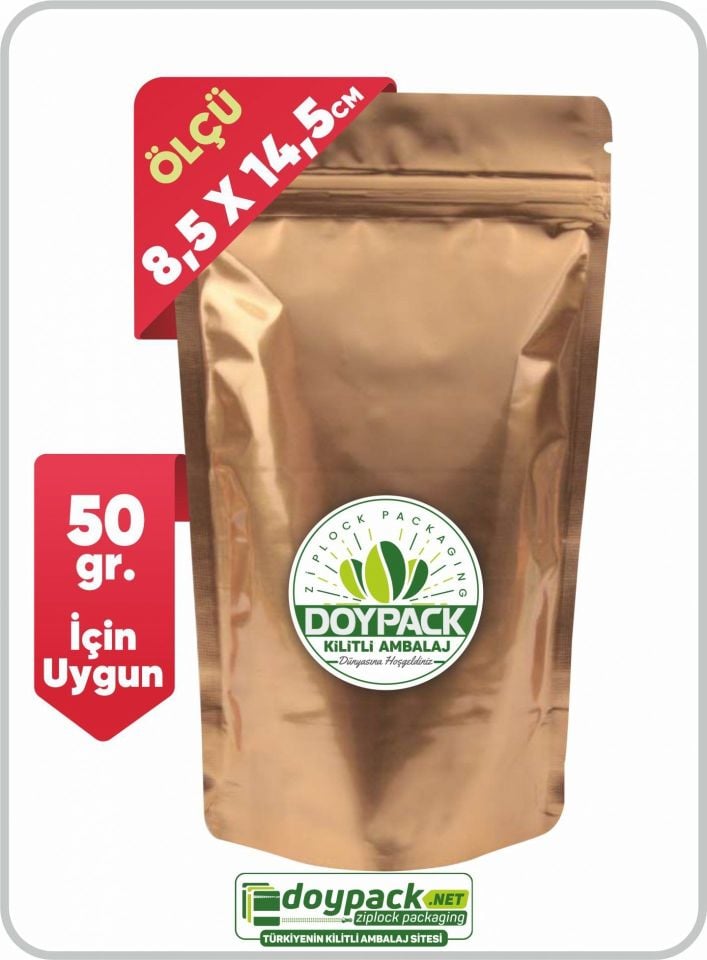 Parlak Gold Alüminyum Kilitli Doypack 3000 - 8.5x14.5cm