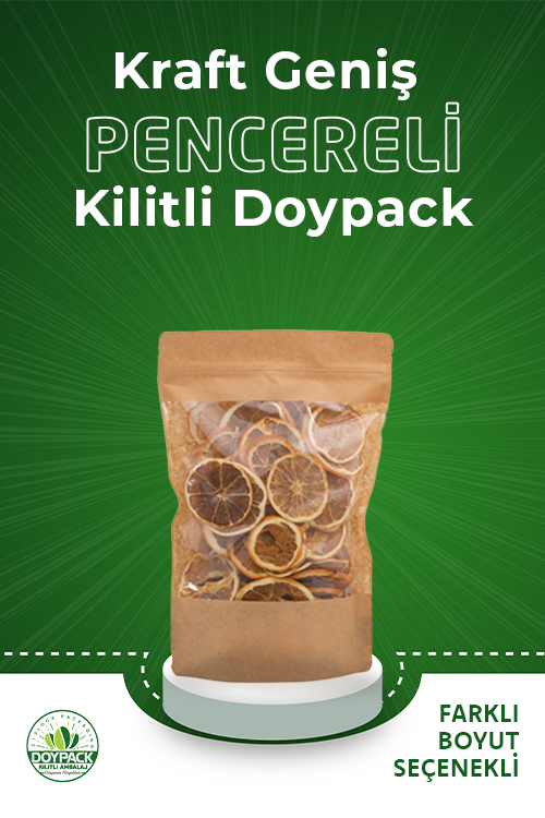 Geniş Pencereli Kraft Kilitli Doypack