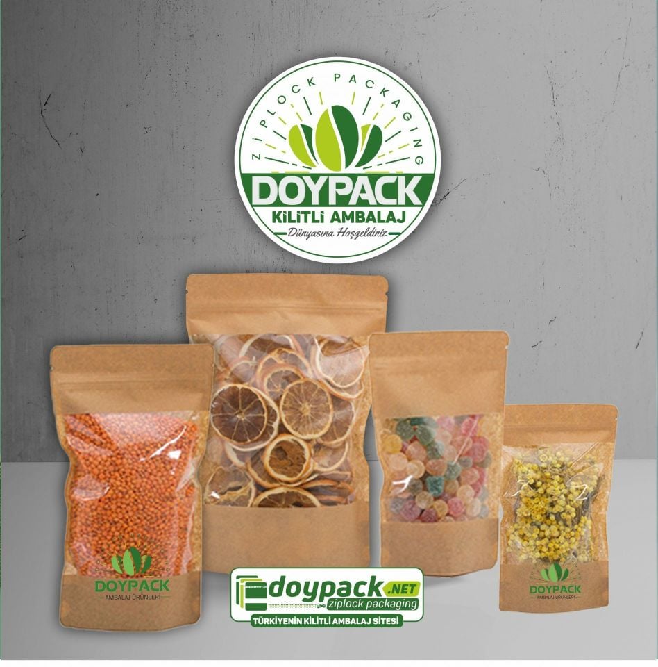 Geniş Pencereli Kraft Kilitli Doypack