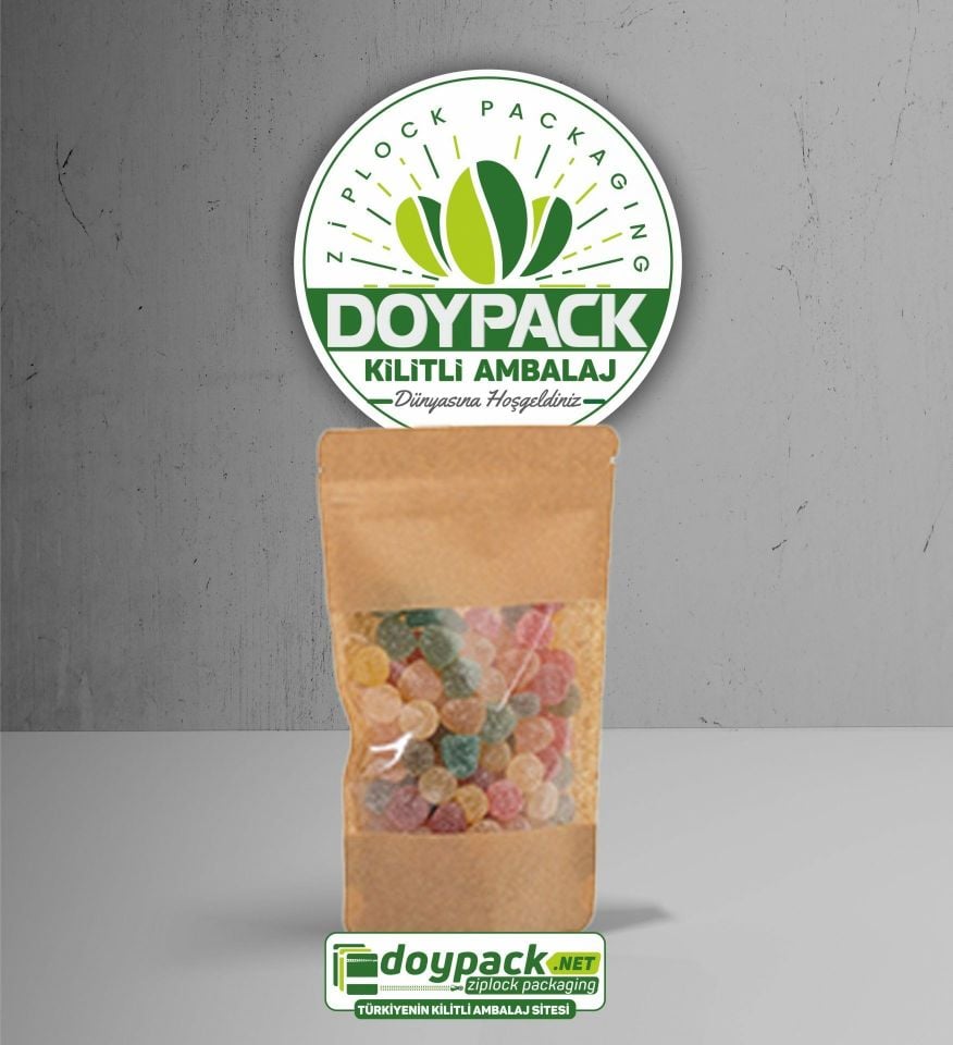 Geniş Pencereli Kraft Kilitli Doypack