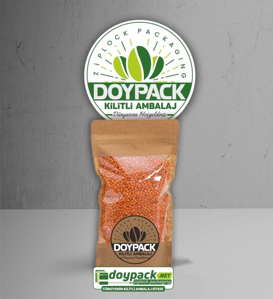 Geniş Pencereli Kraft Kilitli Doypack 1000 - 13x22.5cm