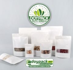 Beyaz Kraft Pencereli Doypack