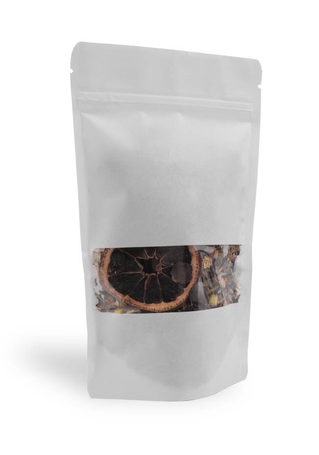 Beyaz Kraft Pencereli Kilitli Doypack 100 - 16x27cm