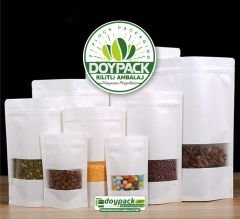 Beyaz Kraft Pencereli Doypack