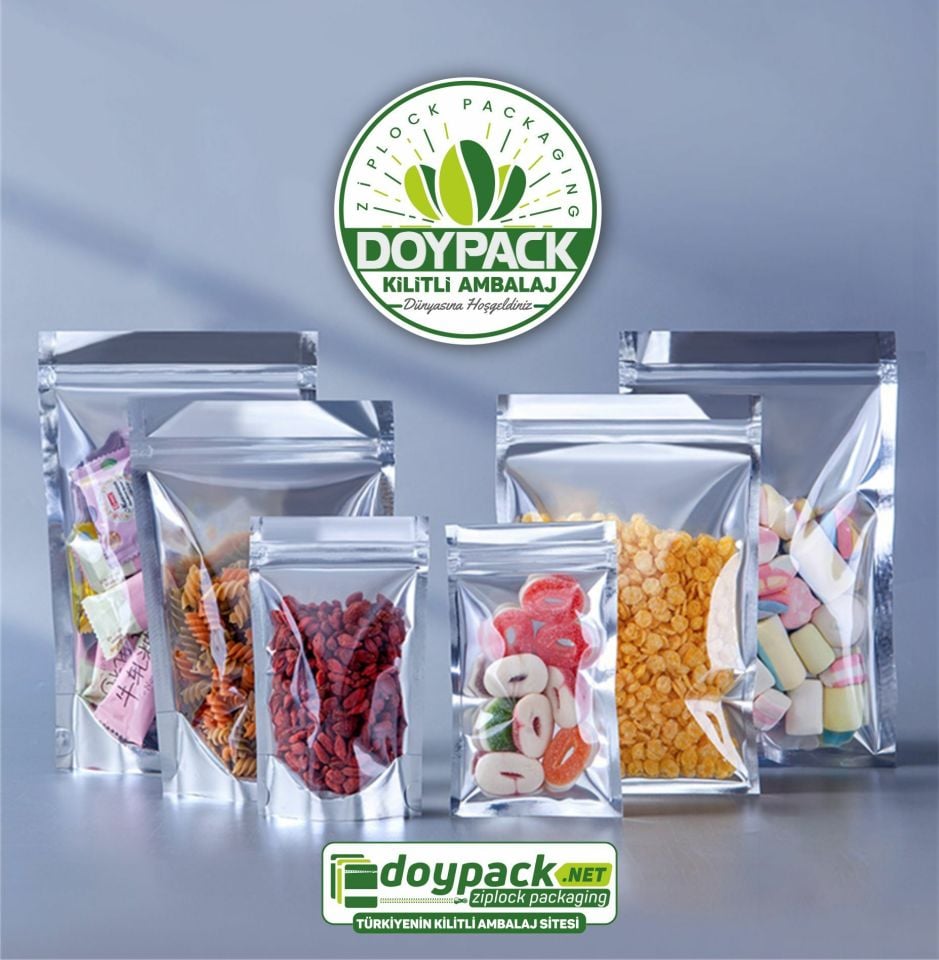 Şeffaf Metalize Gümüş Doypack