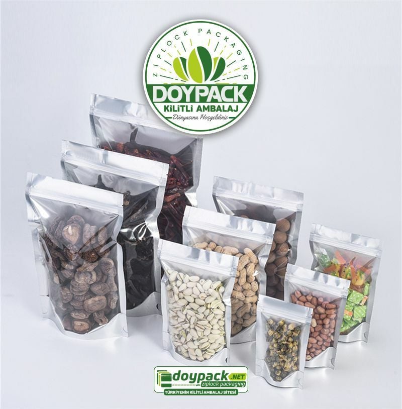 Şeffaf Metalize Gümüş Doypack