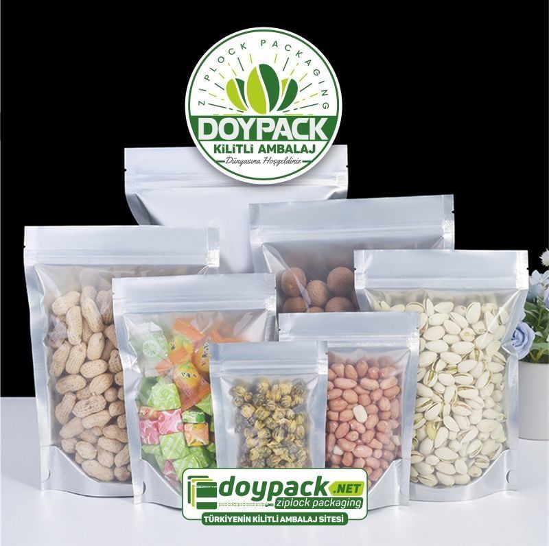 Şeffaf Metalize Gümüş Doypack 1000 - 13x22.5cm