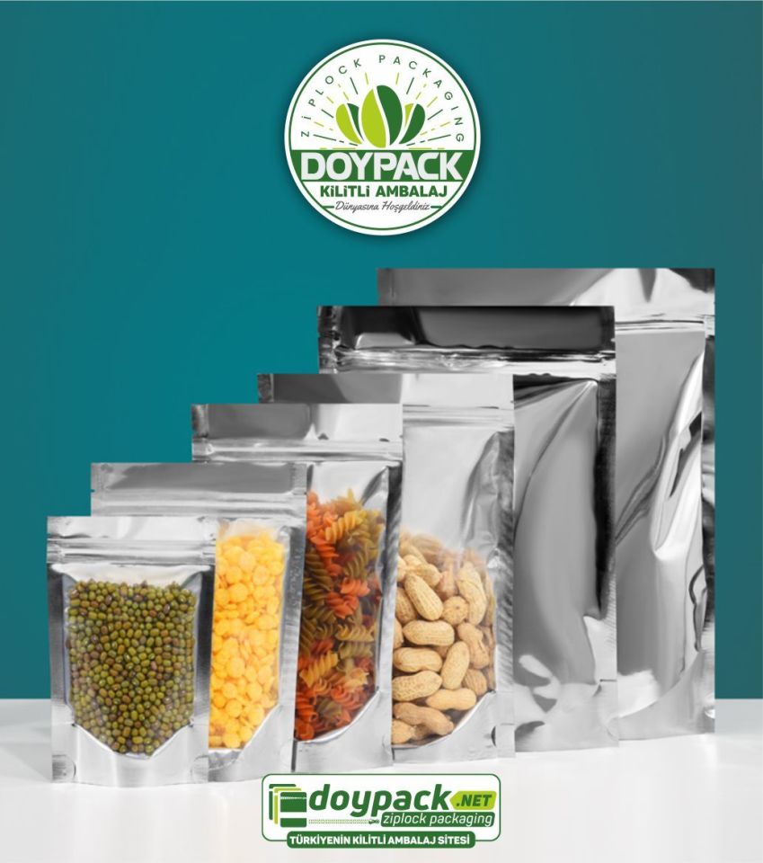 Şeffaf Metalize Gümüş Doypack 1000 - 13x22.5cm