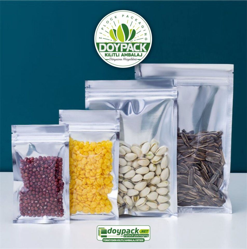 Şeffaf Metalize Gümüş Doypack 1000 - 13x22.5cm