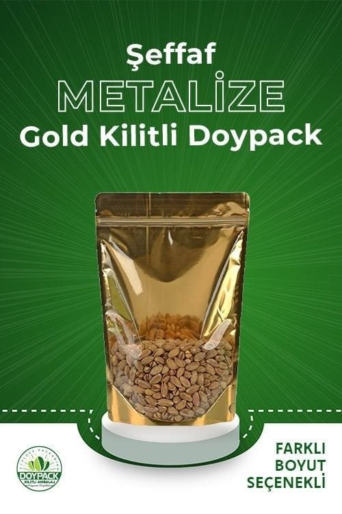 Şeffaf Metalize Gold Kilitli Doypack 3000 - 8.5x14.5cm