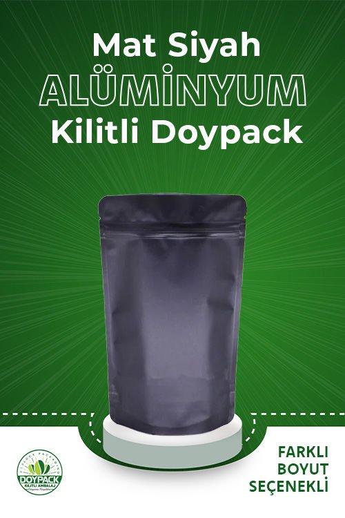 Mat Siyah Alüminyum Kilitli Doypack