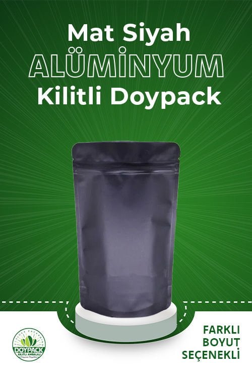 Mat Siyah Alüminyum Kilitli Doypack