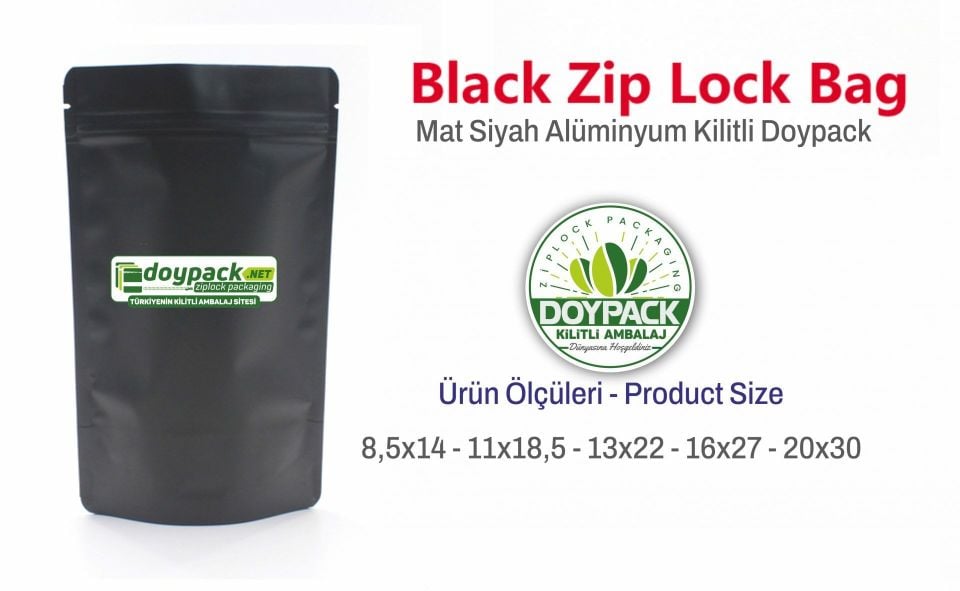 Mat Siyah Alüminyum Kilitli Doypack