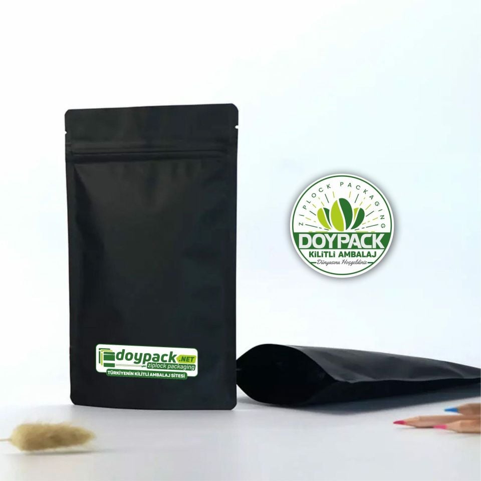 Mat Siyah Alüminyum Kilitli Doypack