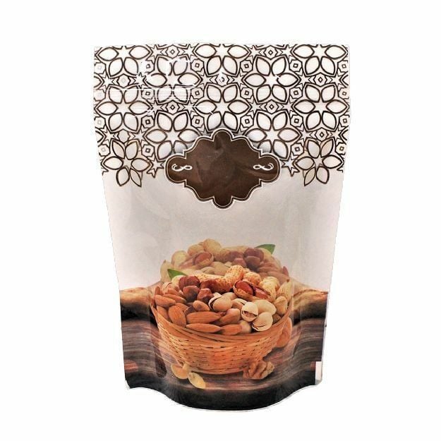Kuruyemi̇ş Desenli̇ Kahverengi Doypack 13x20cm - 1000