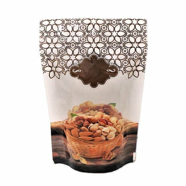 Kuruyemiş Desenli Kahverengi Doypack 13x20cm - 1000