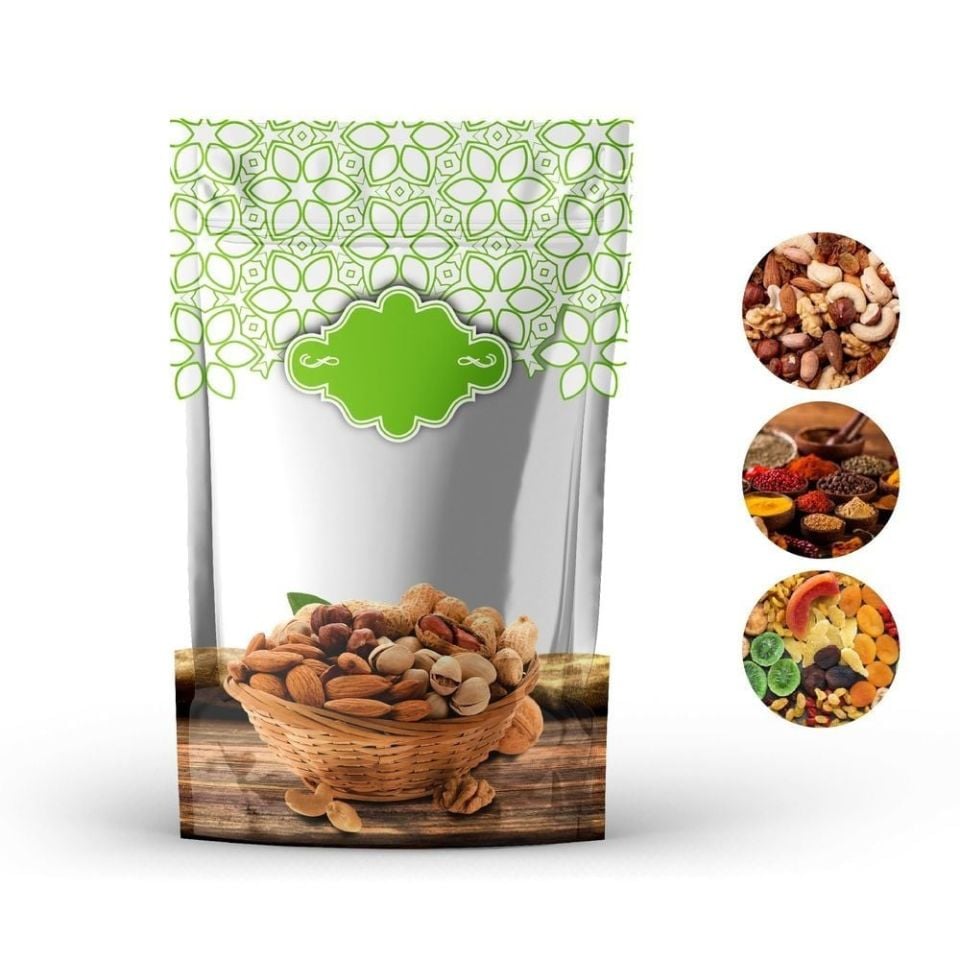 Kuruyemi̇ş Desenli̇ Yeşil Doypack