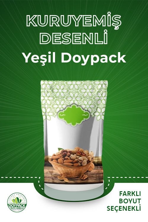 Kuruyemi̇ş Desenli̇ Yeşil Doypack
