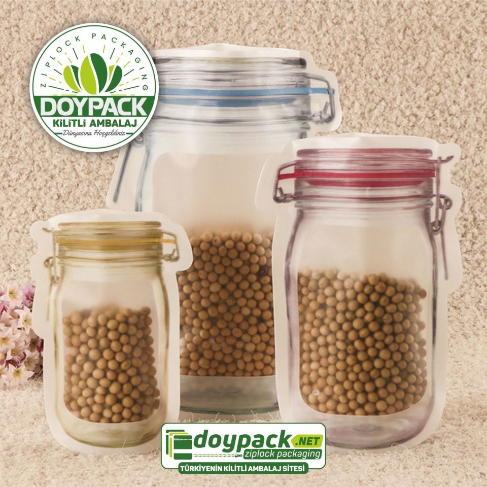Kilitli Kavanoz Doypack Ambalaj 3000 - 11x18.5cm