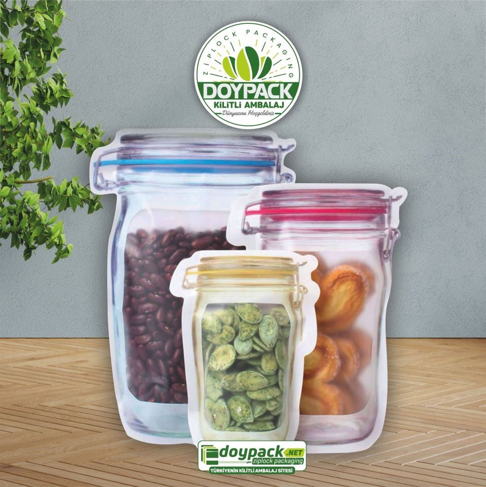 Kilitli Kavanoz Doypack Ambalaj 3000 - 11x18.5cm