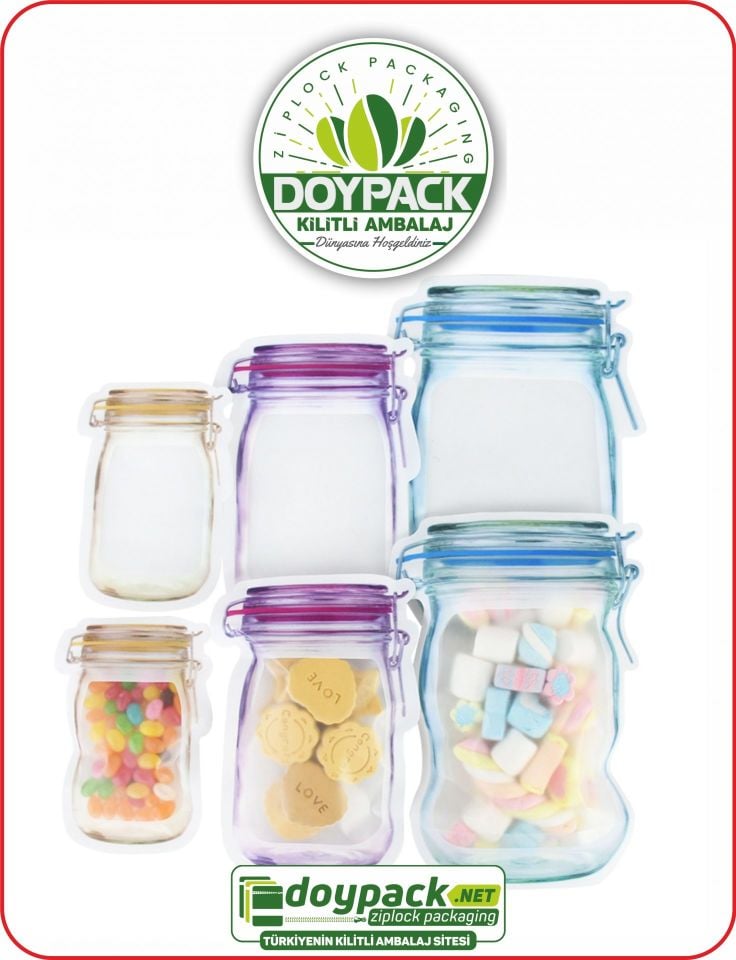 Kilitli Kavanoz Doypack Ambalaj 3000 - 11x18.5cm