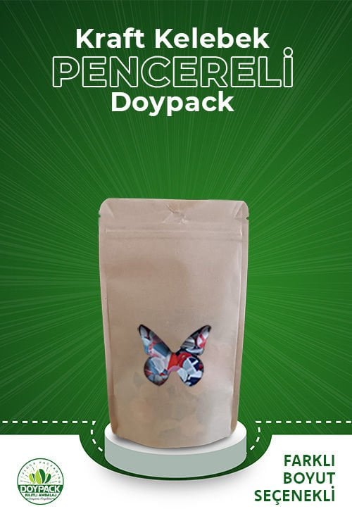 Kraft Kelebek Pencereli Kilitli Doypack