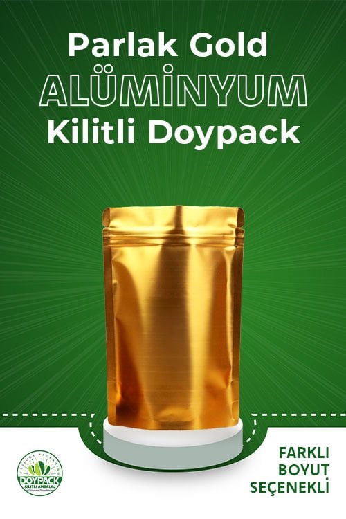 Parlak Gold Alüminyum Kilitli Doypack