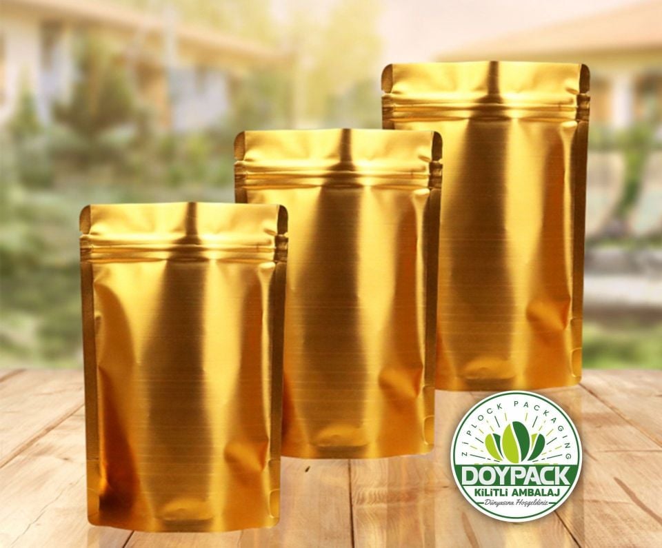 Parlak Gold Alüminyum Kilitli Doypack