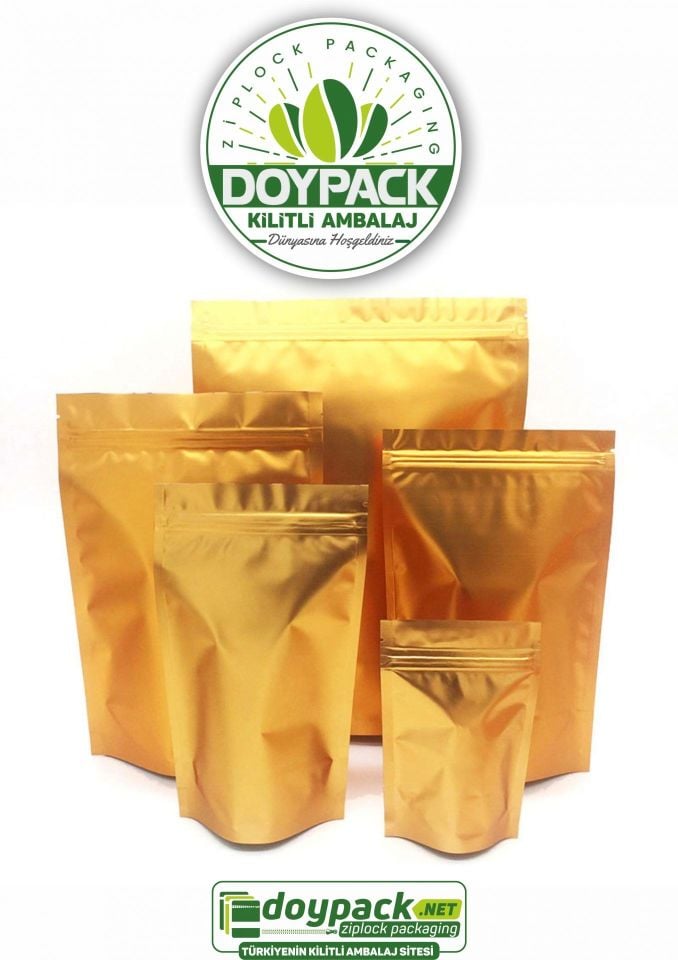 Parlak Gold Alüminyum Kilitli Doypack