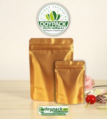 Parlak Gold Alüminyum Kilitli Doypack 16x27 cm 50