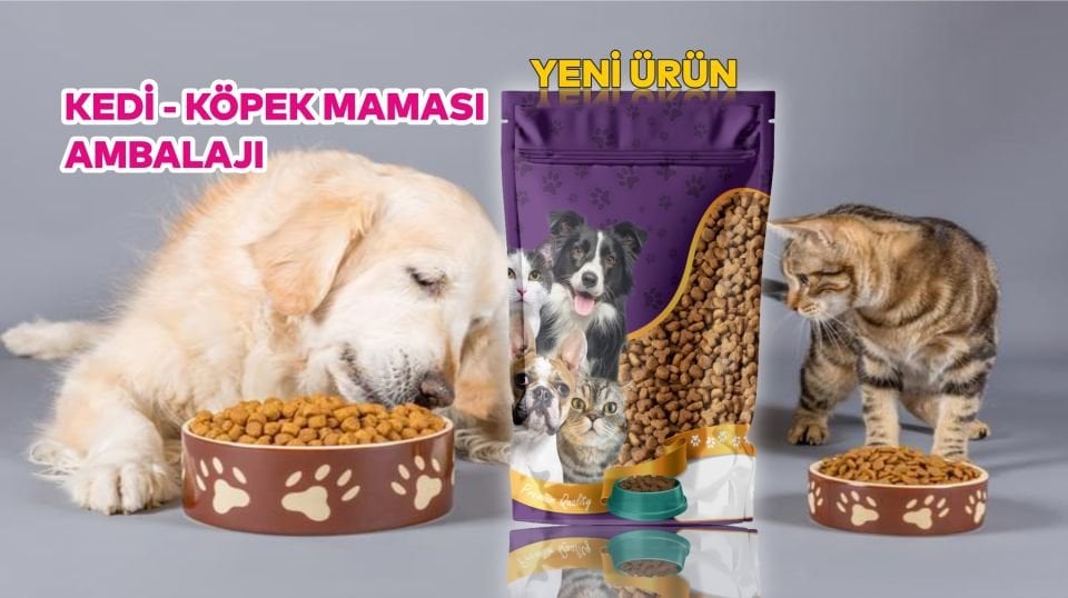Baskılı Kedi Köpek Maması Ambalajı 850 - 22x33cm