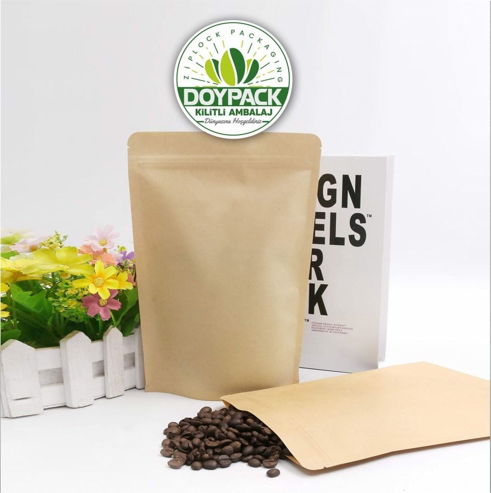Kraft Alüminyum Kilitli Doypack 2000 - 13x22.5cm