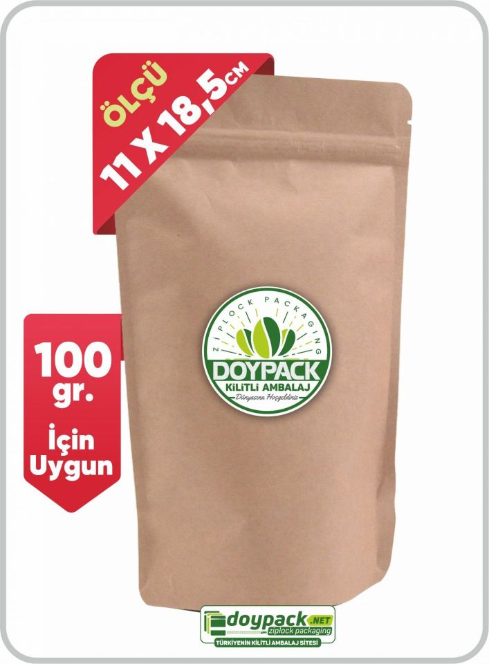 Kraft Alüminyum Kilitli Doypack 500 - 11x18.5cm