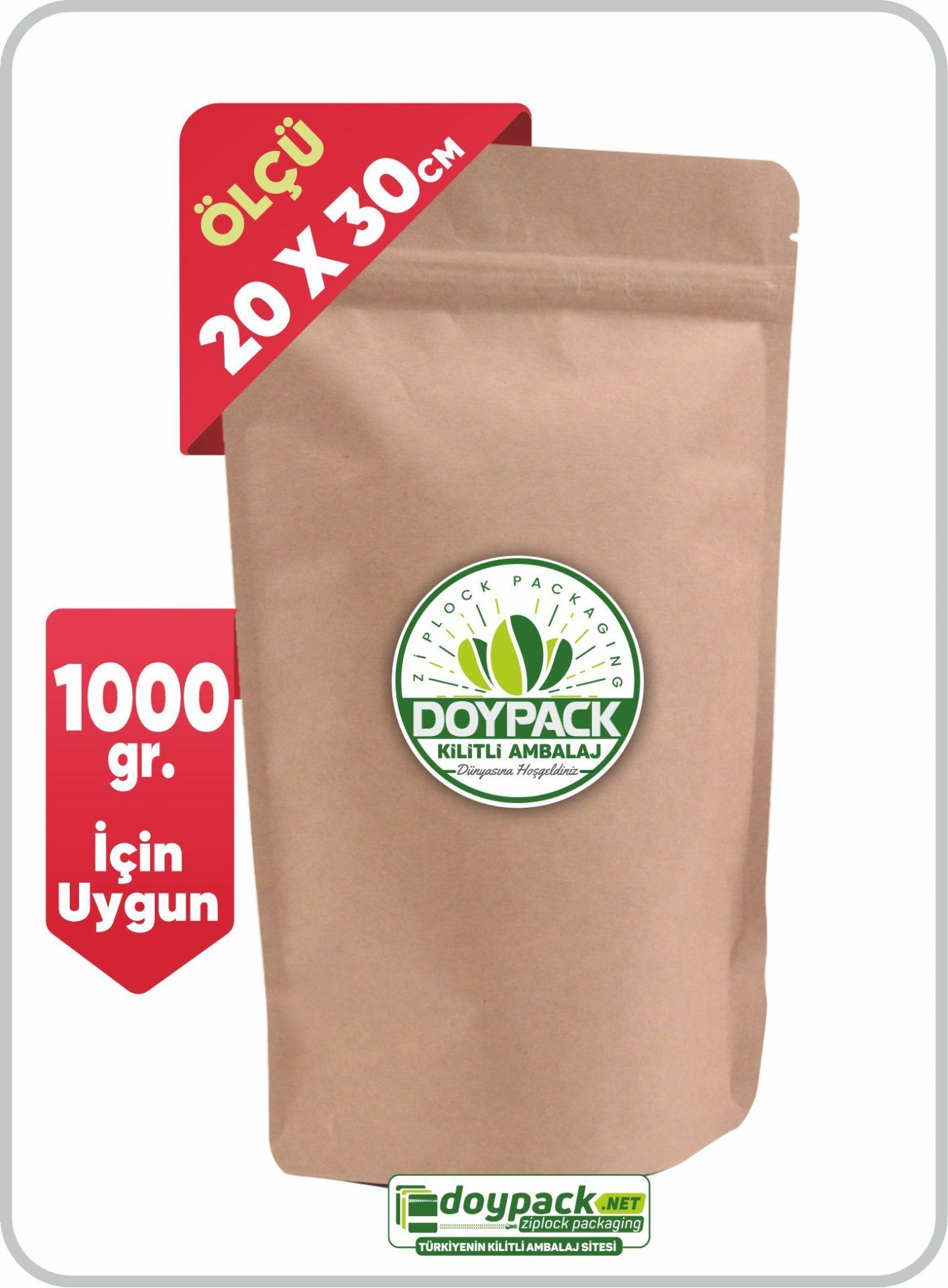 Kraft Alüminyum Kilitli Doypack 500 - 20x30cm