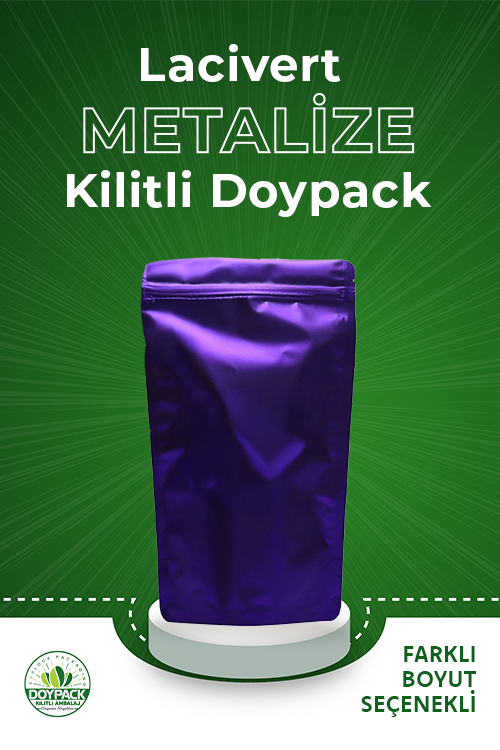 Lacivert Metalize Kilitli Doypack