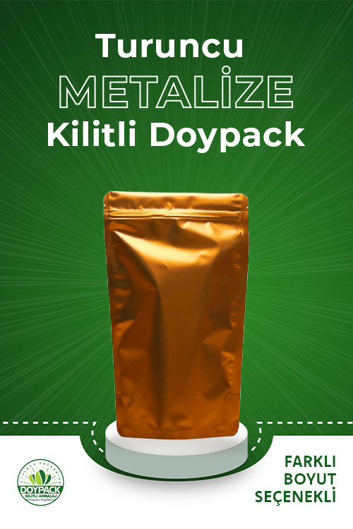 Turuncu Metalize Kilitli Doypack