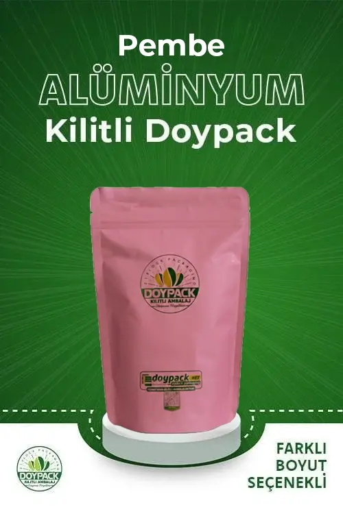Pembe Alüminyum Kilitli Doypack 1000 - 13x20cm