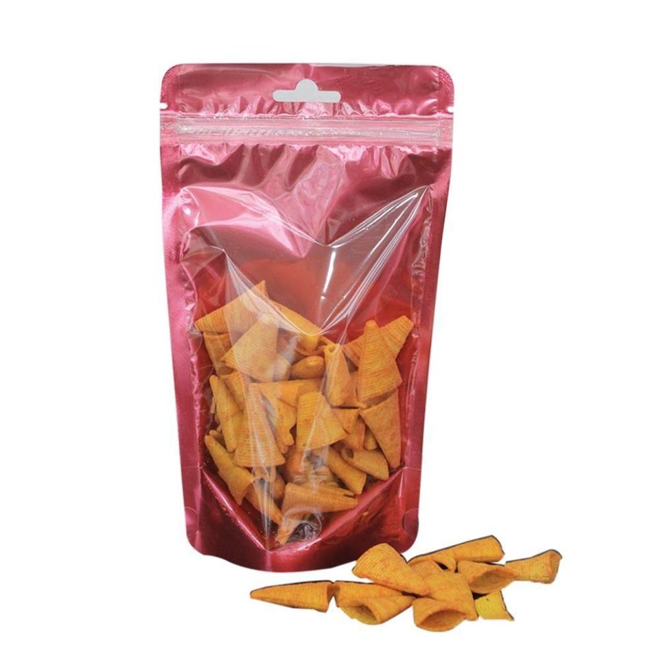 Pembe Şeffaf Metalize Kilitli Doypack