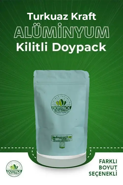 Turkuaz Kraft Alüminyum Kilitli Doypack 1000 - 13x20cm