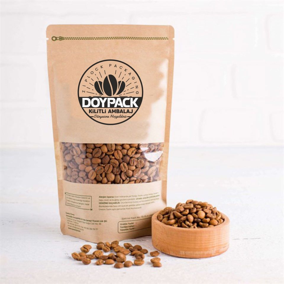 Kraft Pencereli Kilitli Doypack 1000 - 8.5x14.5cm