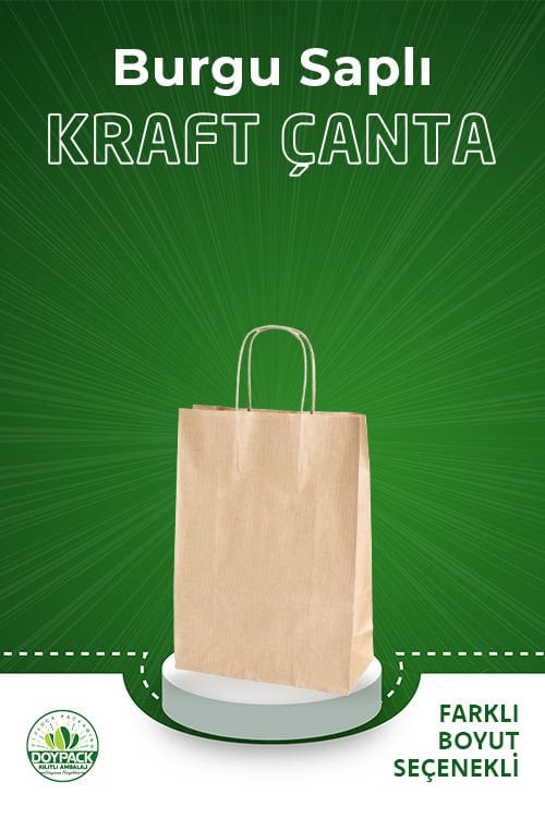 Burgu Saplı Kraft Çanta 200 - 32x40x12cm